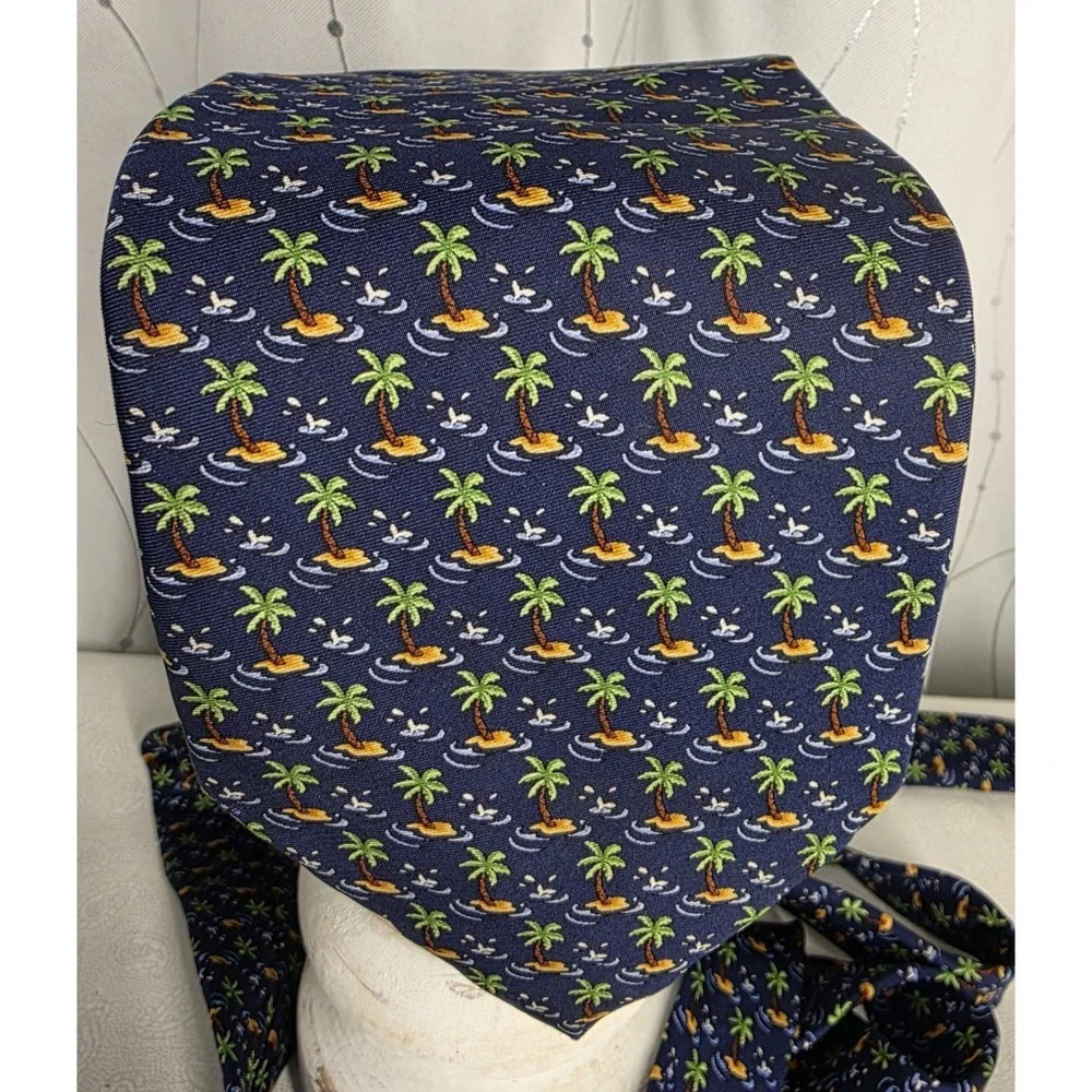 Jos A Bank Mens Tie Palm Trees 58x4 Beachy Resort Silk USA Classic Staple Office